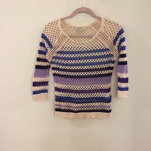 LUCKY BRAND mesh quarter sleeve striped sweater. Size XS